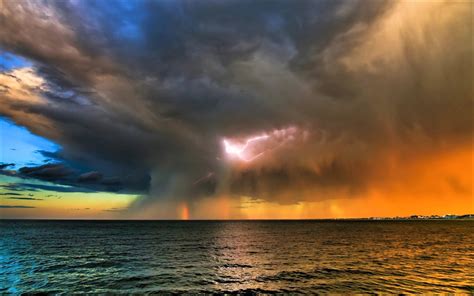 Storm Cloud Over The Ocean Hd Wallpaper Background Image
