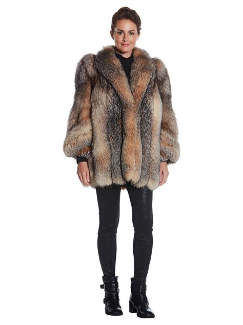 Crystal Dyed Fox Fur Jacket Womens Fur Jacket Large Estate Furs
