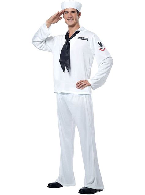 Navy Sailor Mens White Marine Uniform Costume Ubicaciondepersonas