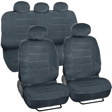 Bdk Regal Dotted Cloth Car Seat Covers 9pc Front And Rear Full Set