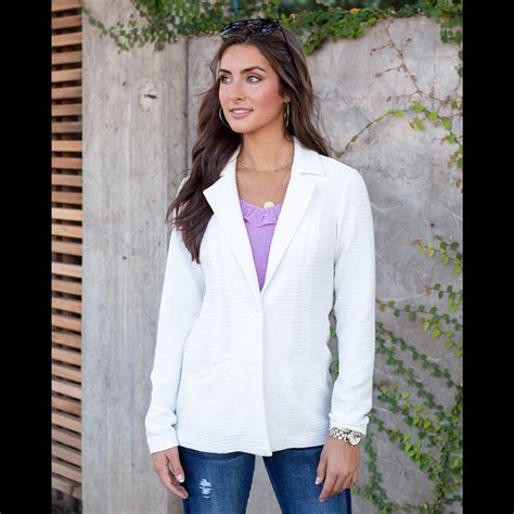 Grace And Lace Textured Blazer Ivory Simply Beautiful Jewelry Design