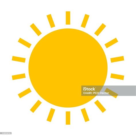 Bentuk Matahari Bulat Ilustrasi Vektor Matahari Bulat Kuning Cerah Dengan Sinar Di Musim Panas