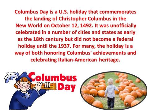 Happy Columbus Day Holiday Federal Holiday Commemoration