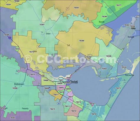 Nueces County Zip Code Boundary Map