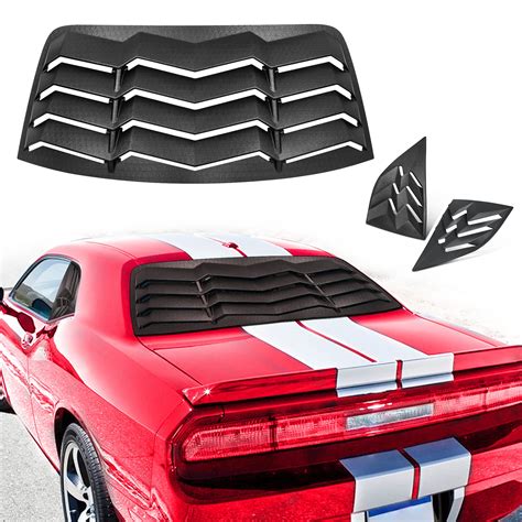 Rear Window Louvers Fit For Dodge Challenger 2008 2021 Matte Black Abs