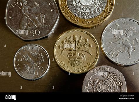 Uk Coins Money Scottish £1 Pound £2 Pounds 50p 10p And 5 Pence