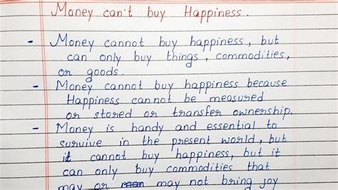 Write A Short Essay On Money Can T Buy Happiness English Youtube