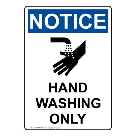 Portrait Osha Hand Wash Only Sign With Symbol Onep 31528