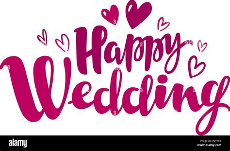 Happy Wedding Lettering Marriage Marry Concept Handwritten