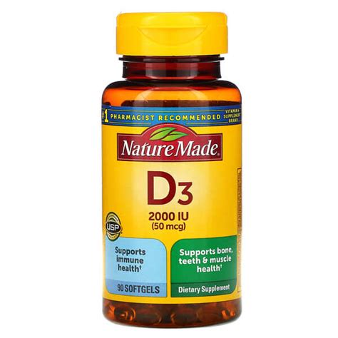 Nature Made Vitamin D3 2 000 Iu 50 Mcg 90 Softgels