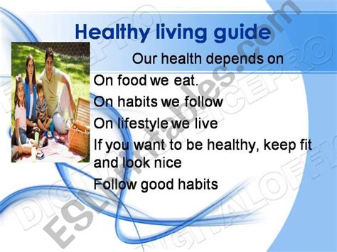 Esl English Powerpoints Healthy Living Guide