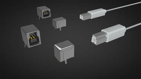 Usb Type B Male And Female Connector 3d Model Cgtrader