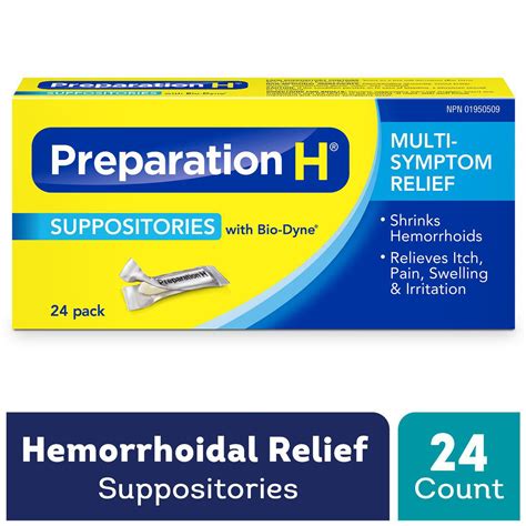 Preparation H® Suppositories 24 Count With Bio Dyne® Multi Symptom
