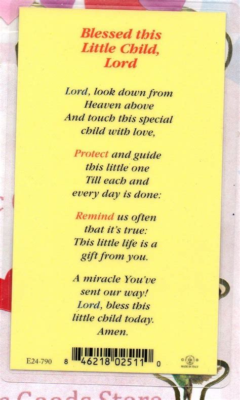 Bless This Little Child Lord Style 2 Laminated Holy Card Ebay