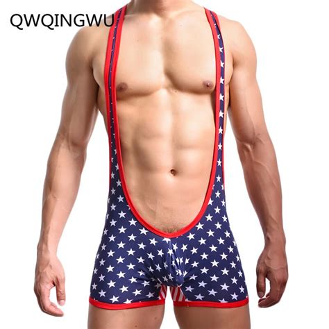 Sexy Men Undershirt Underwear Soft Cotton Usa Flag Bodysuit Sexy Tank