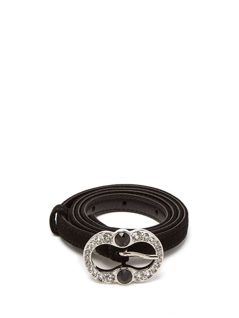 Crystal Embellished Suede Belt Prada Matchesfashion Us Suede Belt