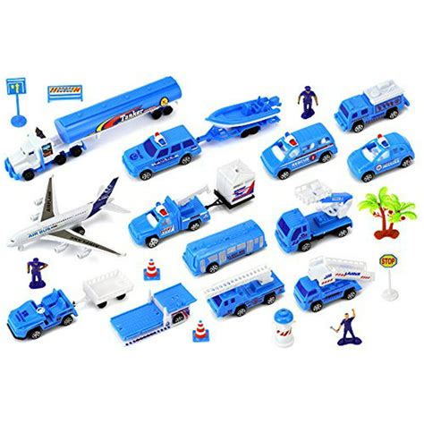 Deluxe Aircraft Airport 26 Piece Childrens Toy Mini Vehicle Playset W