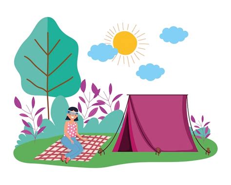 Carpa Y Camping Vector Premium