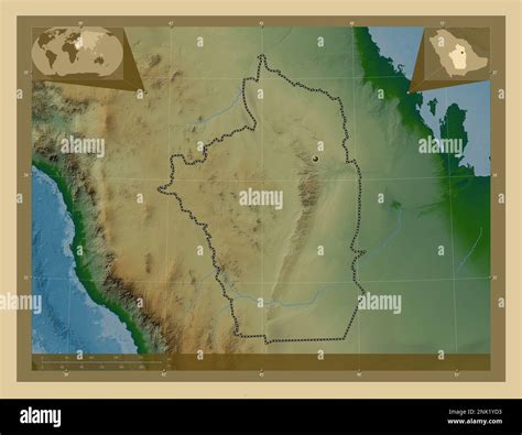 Ar Riyad Region Of Saudi Arabia Colored Elevation Map With Lakes And