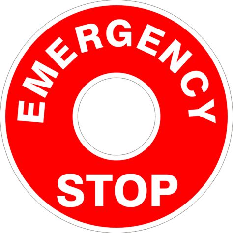 Emergency Stop Button Surround Sticker Australian Safety Signs