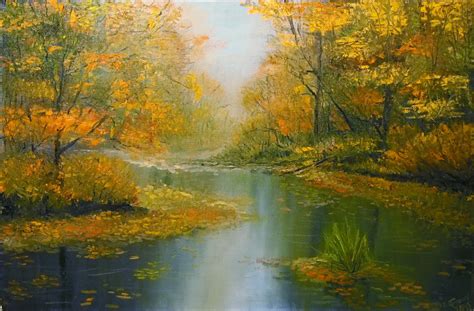Autumn Forest Autumn Lake Painting By Igor Pershin Artmajeur