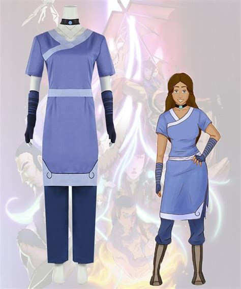 Anime Avatar The Last Airbender Katara Cosplay Costume And Wig Men