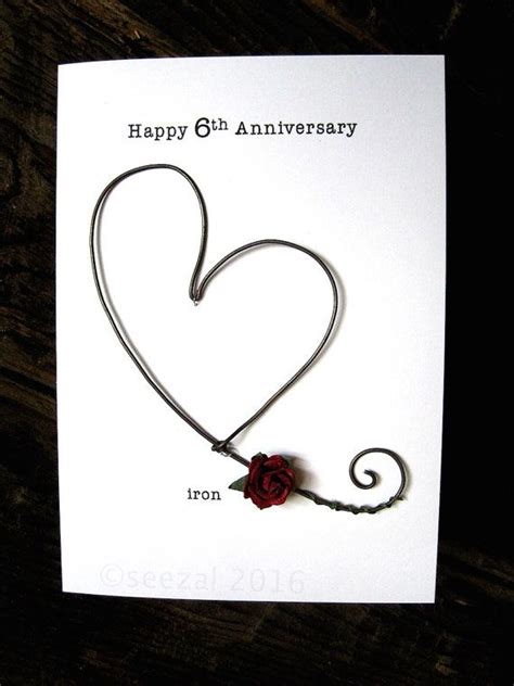 Maybe you would like to learn more about one of these? Happy 6th Wedding Anniversary Keepsake Card IRON Wire ...