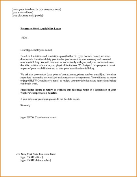 Invitation letter template for event. Return To Work With Restrictions Letter ...