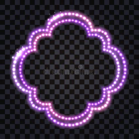 Led Neon Frame With Glowing Purple Light Shiny Sparkles Border