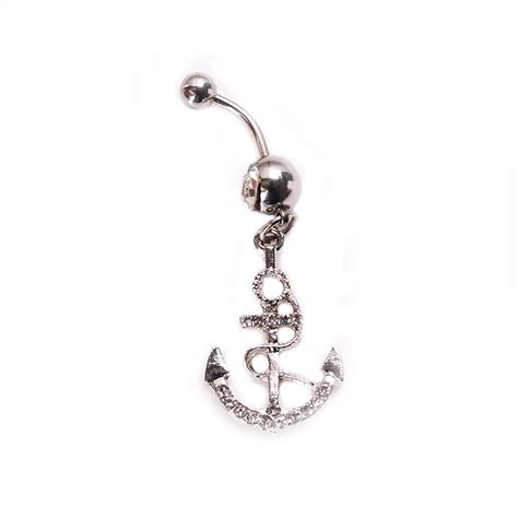 New High Quality Medical Steel Crystal Rhinestone Bellybutton Ring Dangle Navel Body Piercings