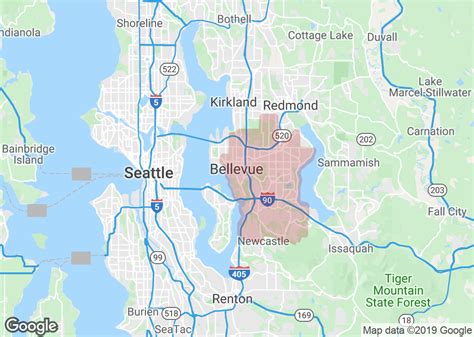 25 Mile Radius Bellevue Washington Map Map