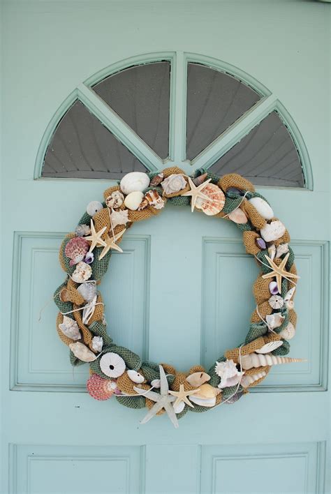 Seashell Wreath Burlap Wreath Coastal Decor Seaside Decor Etsy