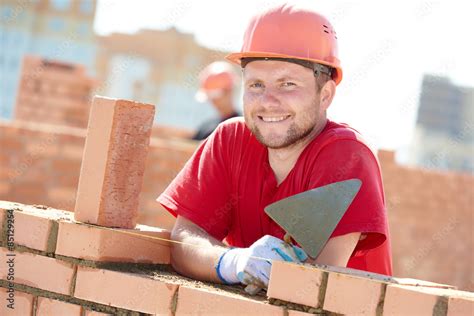 Construction Mason Worker Bricklayer Stock Photo Adobe Stock