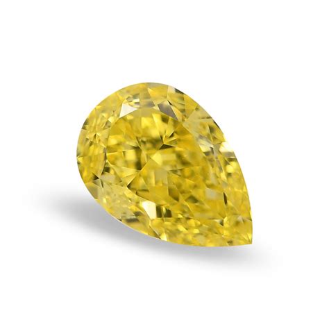 070 Carat Fancy Intense Yellow Diamond Pear Shape Vs2 Clarity Gia