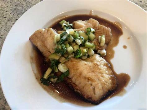 Sea Bass With Soy Glaze And Cucumber Salsa Recipe Leite S Culinaria
