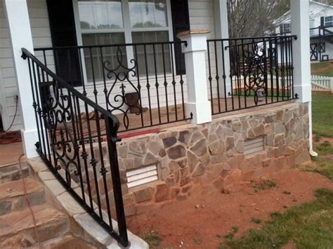 The ranges of porch railing designs and materials are immense. Exterior Wrought Iron Handrail / Railing - Mediterranean ...