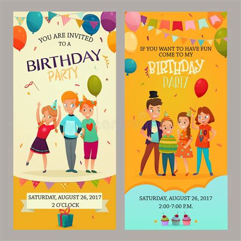 Kids Party Invitation Banners Set Stock Illustrations 528 Kids Party