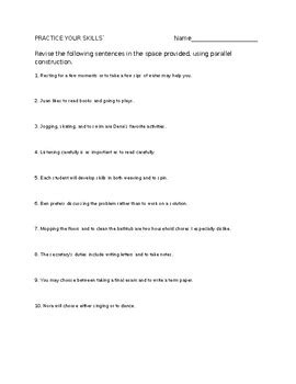 Parallelism Or Parallel Structure Worksheet By Amanda Pidgeon TpT
