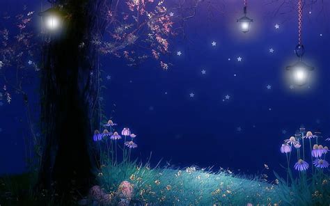Enchanted Forest Background Fairy Forest At Night Hd Wallpaper
