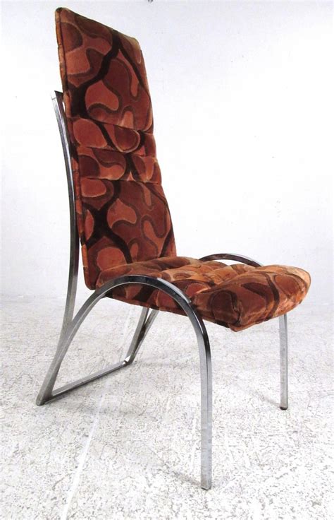 Showing results for vintage dining chairs. Vintage Chrome and Upholstered High Back Dining Chairs For ...