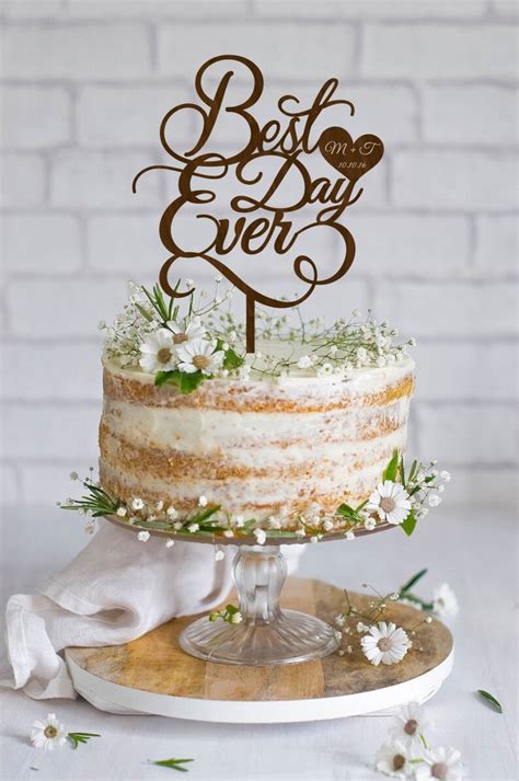 Wedding Cake Topper Best Day Ever Cake Topper Wood Wedding Etsy
