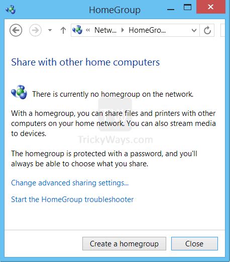 Create Homegroup On Windows 8 81 And Set Homegroup Sharing Settings
