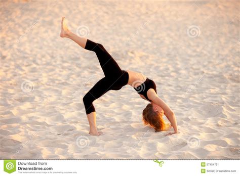 Beach Yoga Session By Polish Sea Stock Image Image Of Exercise Person