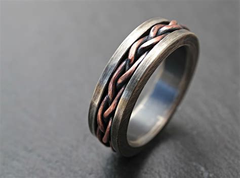 Buy A Hand Crafted Viking Wedding Band Braided Ring Two Tone Rustic