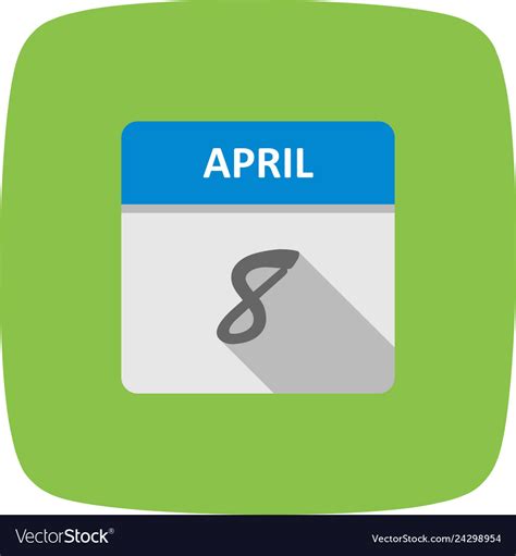 April 8th Date On A Single Day Calendar Royalty Free Vector