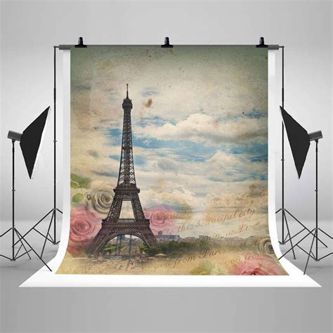 Retro Eiffel Tower Paris City Building And Roses Photography Backdrops