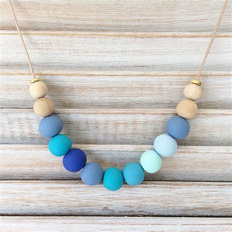 Multi Coloured Bead Necklace Polymer Clay Necklace Statement Etsy