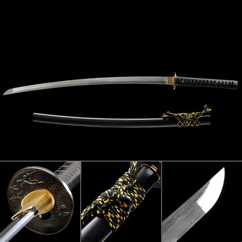 Katana De Damas Noir Épée Katana Japonaise Faite à La Main En Acier