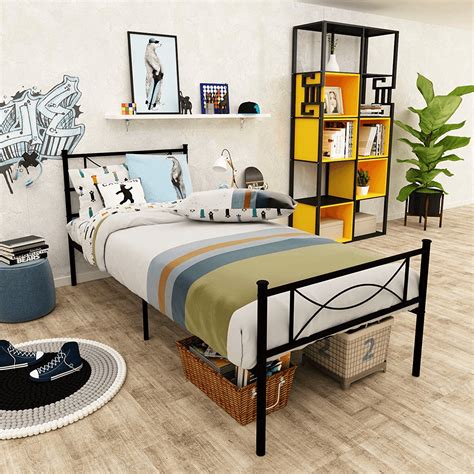 Elephance Twin Size Metal Platform Bed With Bowknot Headboards Easy