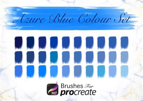 Azure Blue Colour Set Procreate Colour Palettes Etsy Uk
